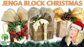 BEST🎄Tumbling Tower Block Christmas Decor DIY🎅🏼 - Dollar Tree Rustic Jenga Block Gift Boxes🎁!!