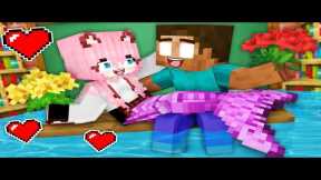 ZOMBIE + MERMAID = FAMILY. HEROBRINE - Valentine's Day Monster School Season  - Minecraft Animation