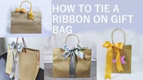 How to make a Bow | Ribbon bow | Bow making | How to tie a ribbon on gift bag #closegiftbag