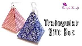 How to make triangular gift box | DIY easy pyramid gift box | Paper craft | Purple Kraft