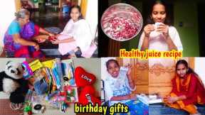 Birthday gifts/Healthy juice recipe/Happy day in my life/Mini house kitchen/