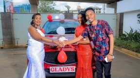 Stephen Kasolo Gifts Gladys Kanyaa A car during her birthday party.