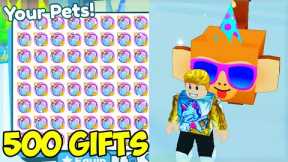 Unboxing 500 ANNIVERSARY GIFTS In Pet Simulator X Roblox