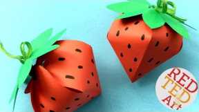 Strawberry Gift Box DIY - No Glue Paper Gift Box -  easy paper box shaped strawberries