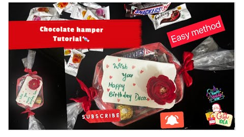 Chocolate hamper tutorial 🍫🍬🍬::gift ideas🎁::birthday gifts::easy hampers