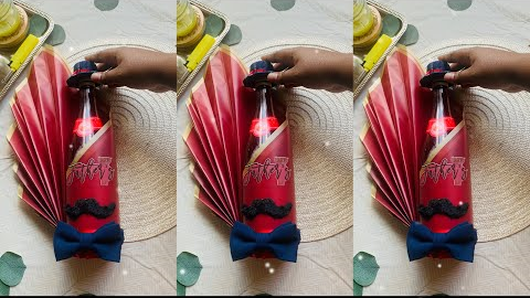 Gift Wrap Wine Bottle Decor| DIY| Holiday Gift Ideas