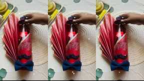 Gift Wrap Wine Bottle Decor| DIY| Holiday Gift Ideas