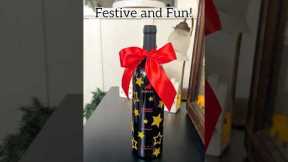 Easy and delightful way to decorate a wine bottle for gifting! #giftideas #gifting #wine #christmas