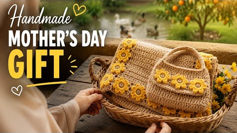 I Crocheted the Perfect Mothers Day Gift for My Mom   Handmade Shawl&Matching Purse DIY Crochet Gift
